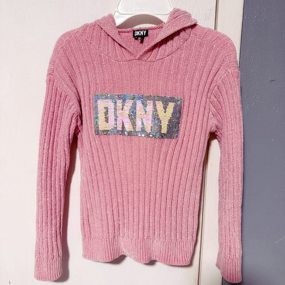 DKNY Pink Hooded Girls Sweater